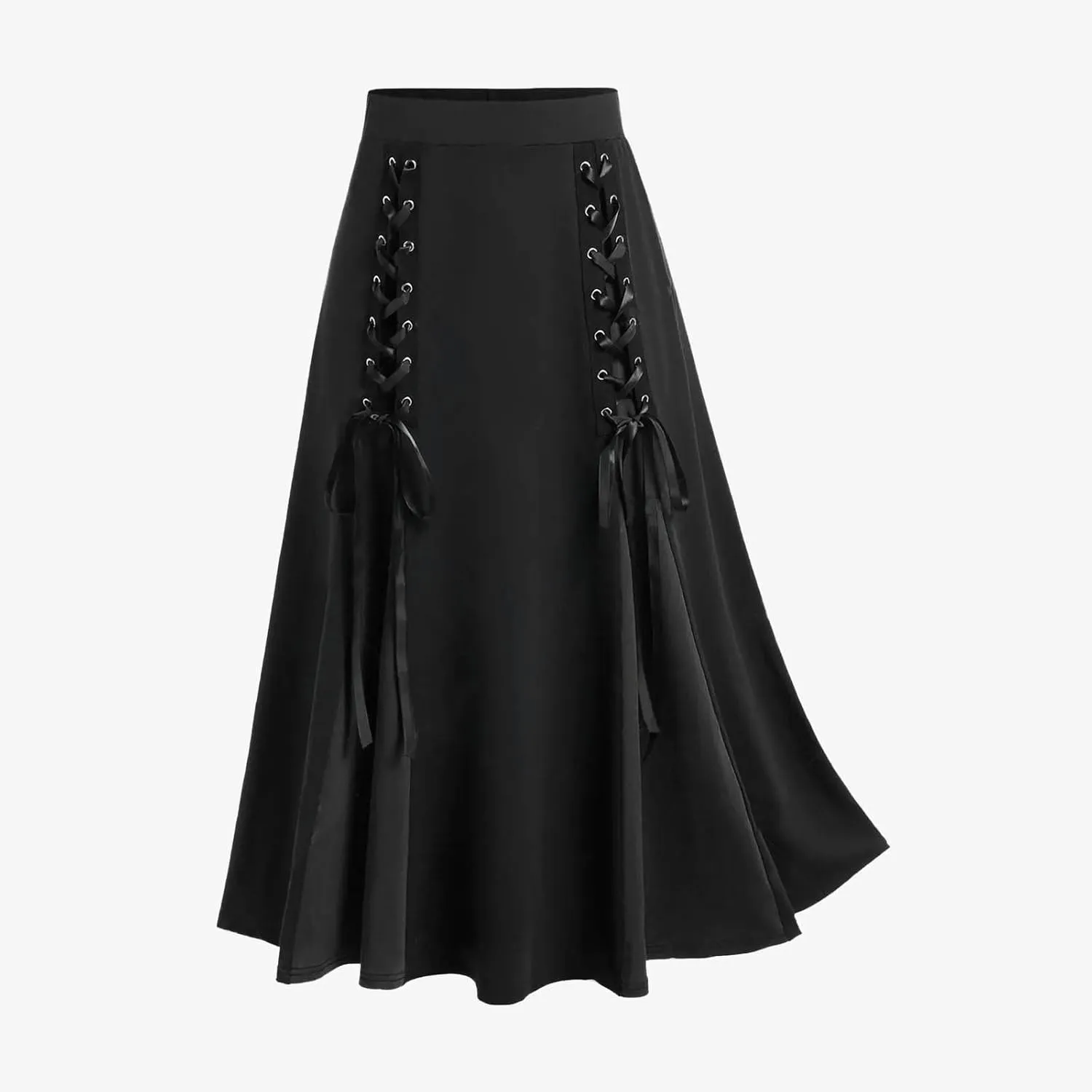 Women's Vintage Gothic Court Lace Up Patchwork Skirt Steampunk Medieval Renaissance Victorian A-Line Pirate Skirts