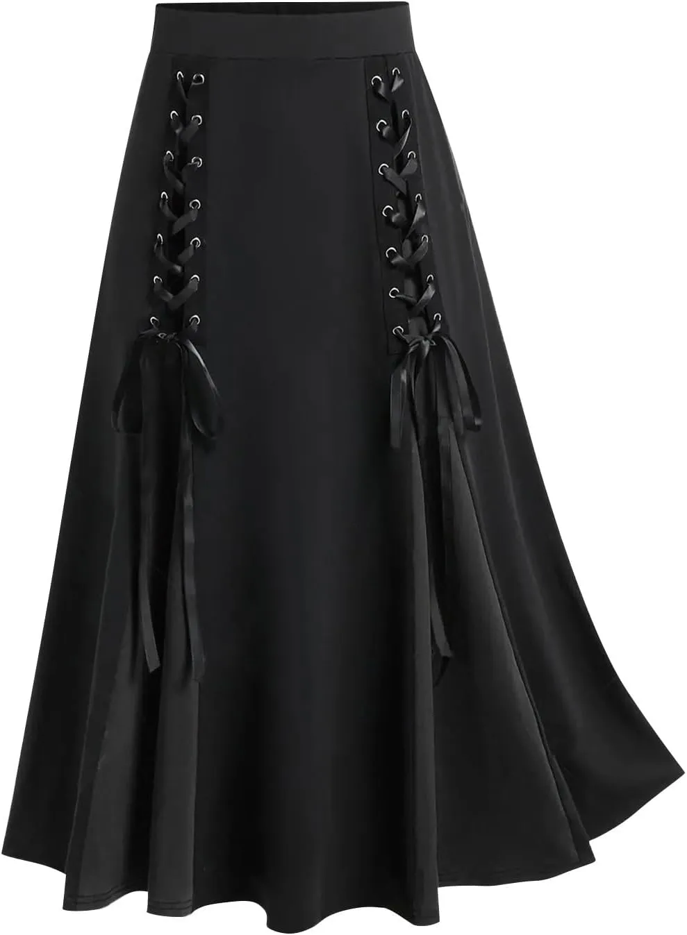 Women's Vintage Gothic Court Lace Up Patchwork Skirt Steampunk Medieval Renaissance Victorian A-Line Pirate Skirts