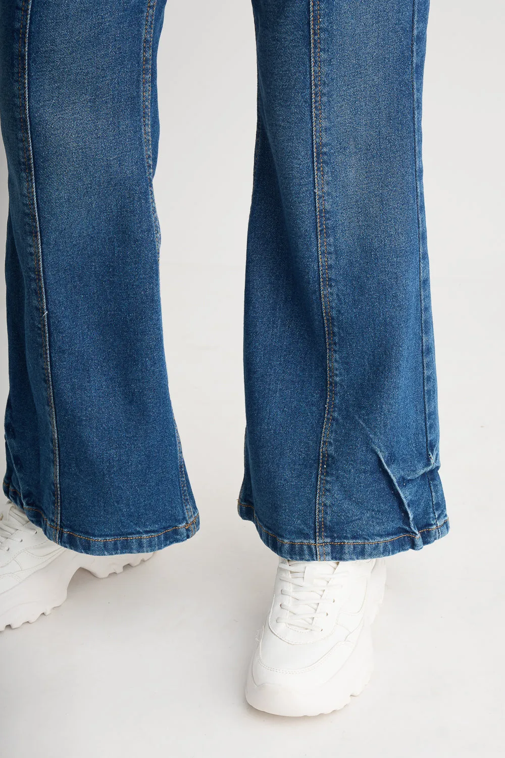 Wrapped Seam Washed Bootcut Jeans
