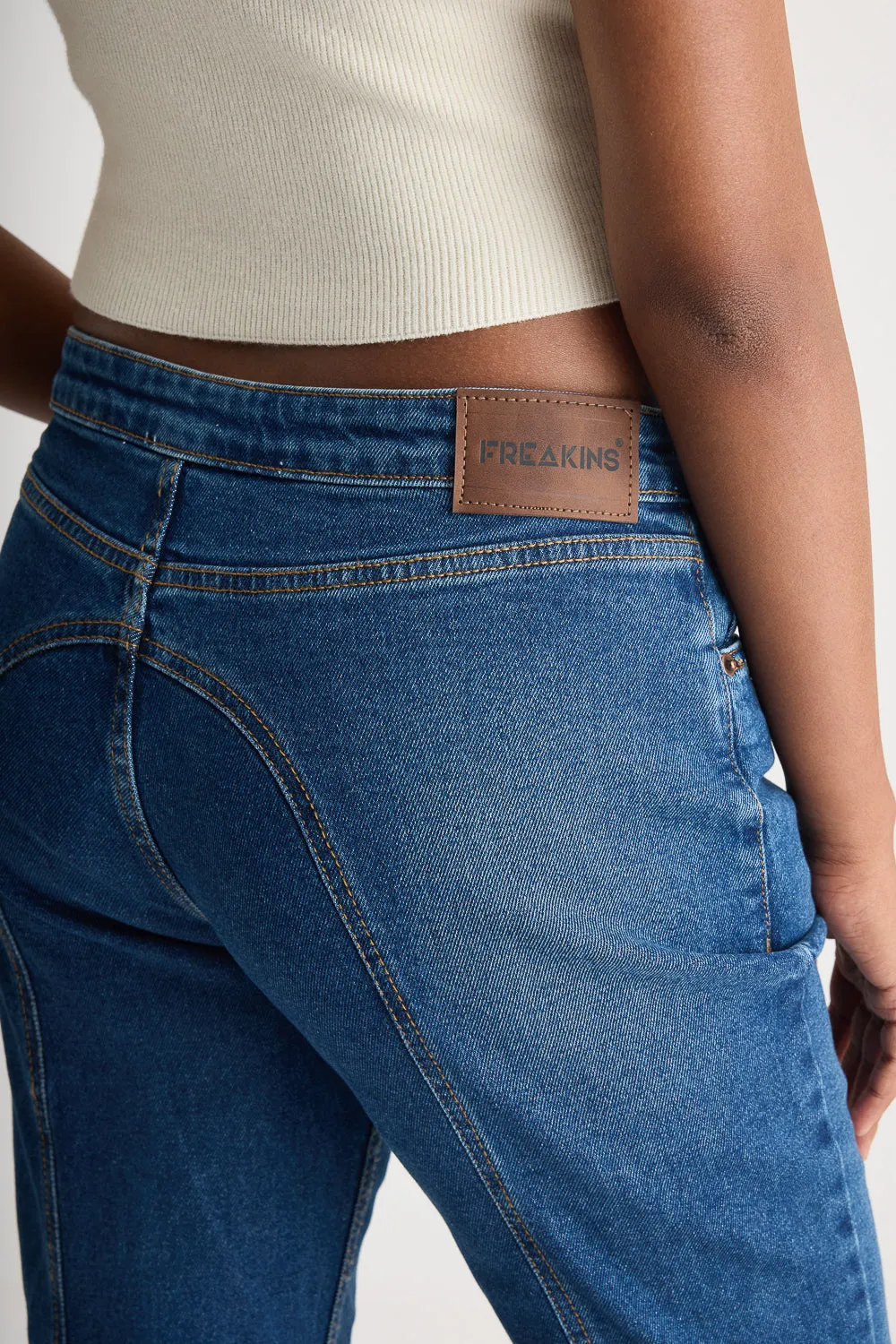 Wrapped Seam Washed Bootcut Jeans