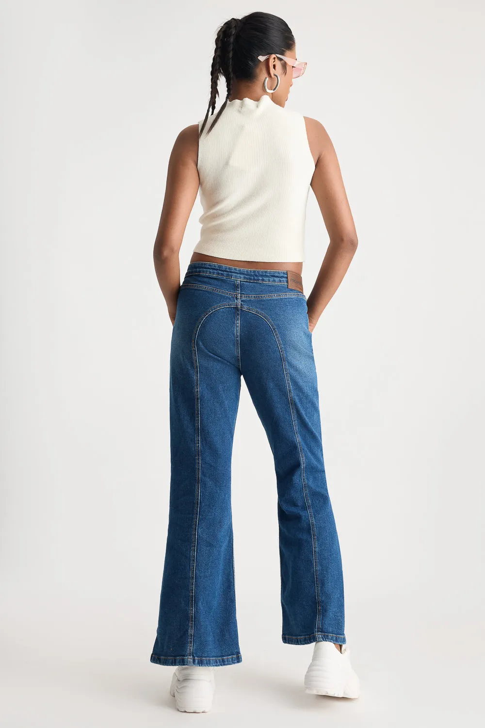 Wrapped Seam Washed Bootcut Jeans