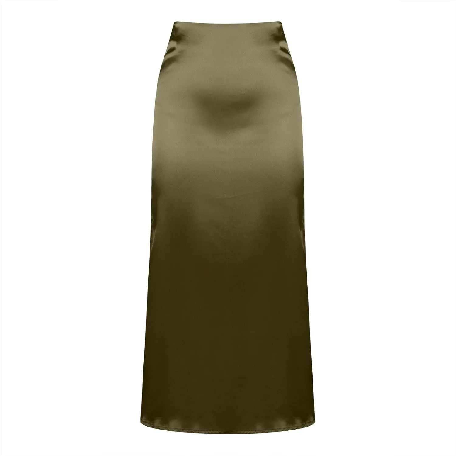 Xiaojmake Satin Skirts for Women Trendy High Waisted Waistband Flared Casual A Line Midi Skirt Zipper Elegant Work Skirts