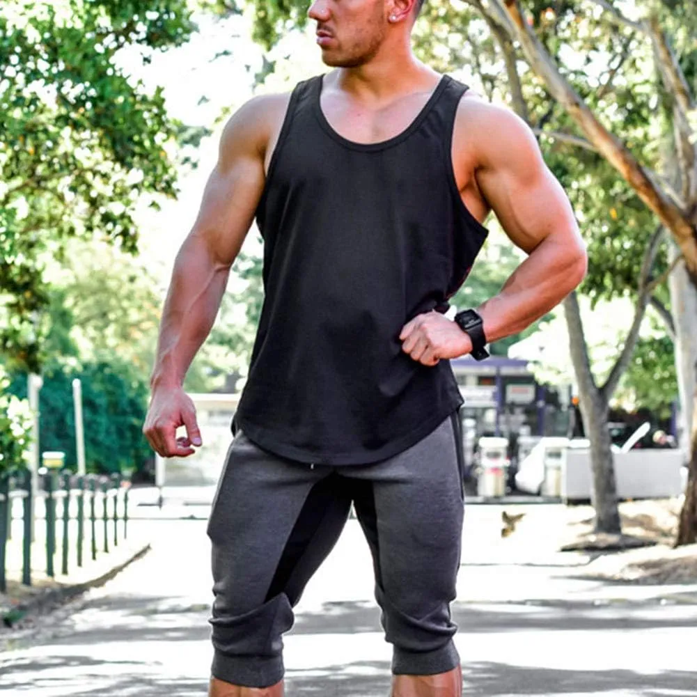 YSENTO Men's Cotton Casual 3/4 Jogger Running Capri Pants Below Knee Gym Workout Shorts Zipper Pockets