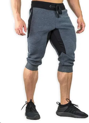 YSENTO Men's Cotton Casual 3/4 Jogger Running Capri Pants Below Knee Gym Workout Shorts Zipper Pockets